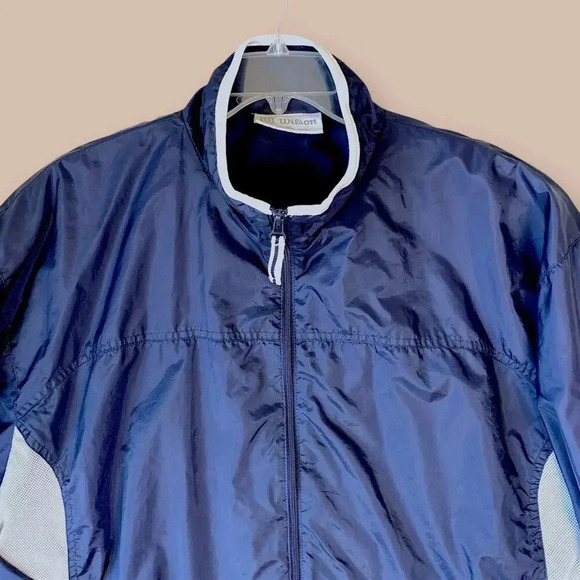 Wilson Lightweight Golf Winbreaker Rain Jacket Zip Up Size XL Navy White Lined - Picture 2 of 12